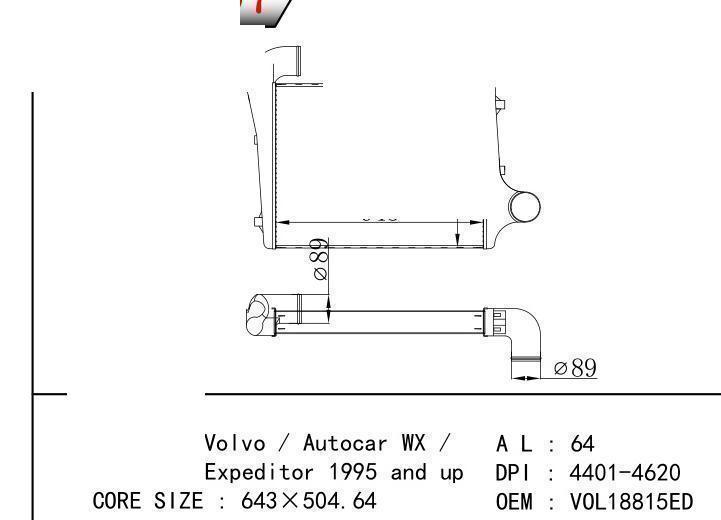 VOL18815ED car Intercooler for VOLVO Volvo / Autocar WX / Expeditor 1995/and up