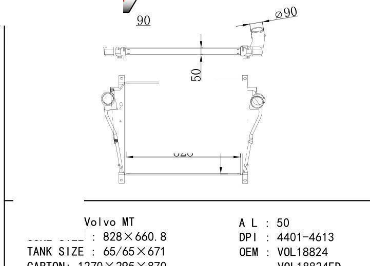 VOL18824/VOL18824ED car Intercooler for VOLVO Volvo MT