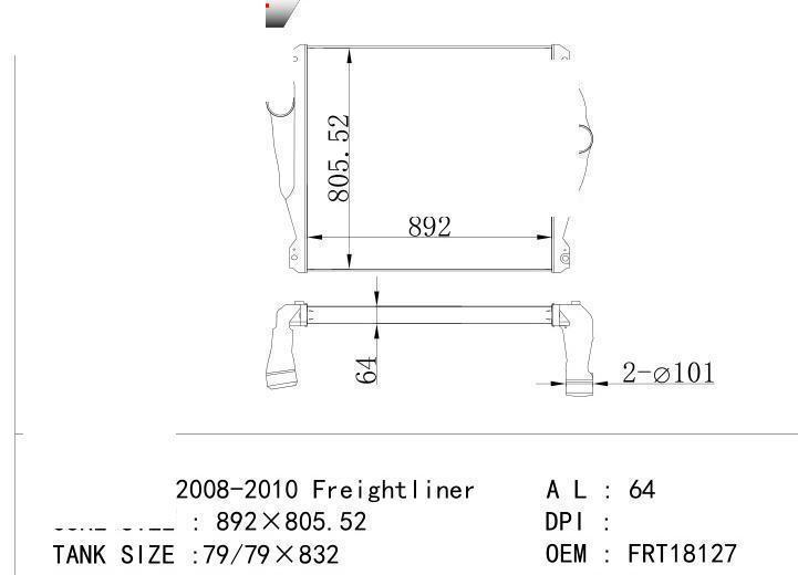 FRT18127N/FRT18127 car Intercooler for FREIGHTLINER Cascadia Charge Air Cooler