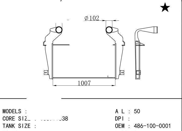 486-100-0001 car Intercooler for TRUCK KENWORTH