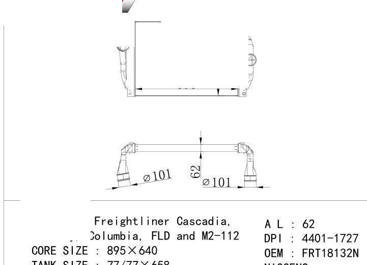 FRT18132N car Intercooler for FREIGHTLINER Freightliner Cascadia,/Century, Columb