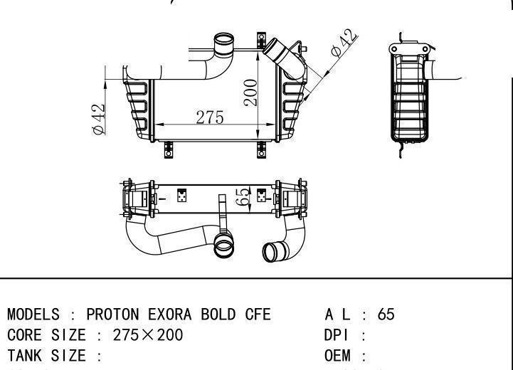  car Intercooler for TRUCK PROTON EXORA BOLD CFE