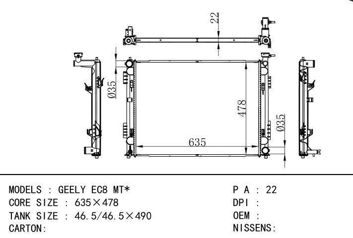  car radiator for  GEELY EC8 MT