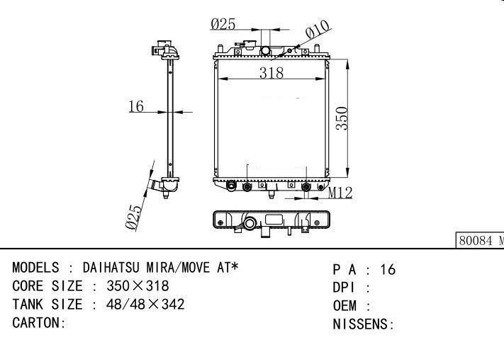  car radiator for  DAIHATSU MIRA/MOVE AT