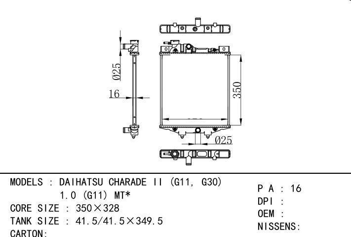  car radiator for  DAIHATSU CHARADE II (G11, G30) 1.0 (G11) MT
