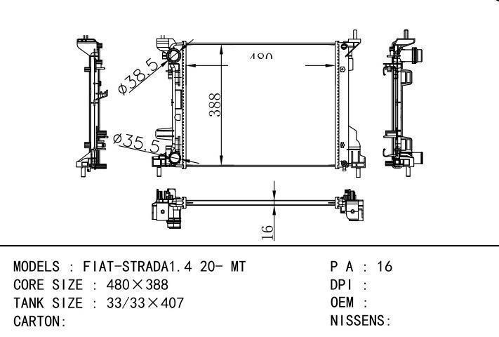  car radiator for  FIAT-STRADA1.4 20- MT
