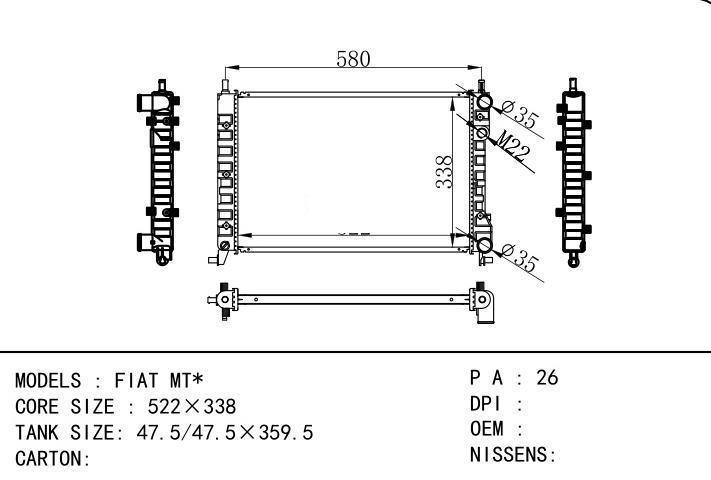  car radiator for  FIAT MT
