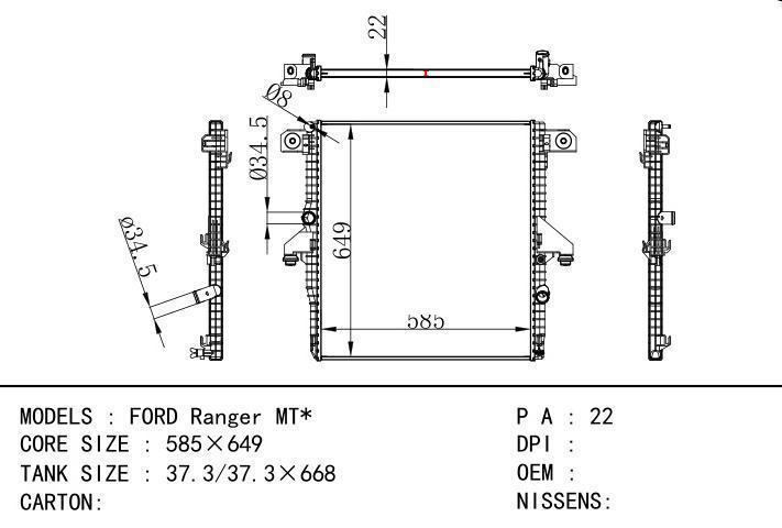 car radiator for  FORD Ranger MT