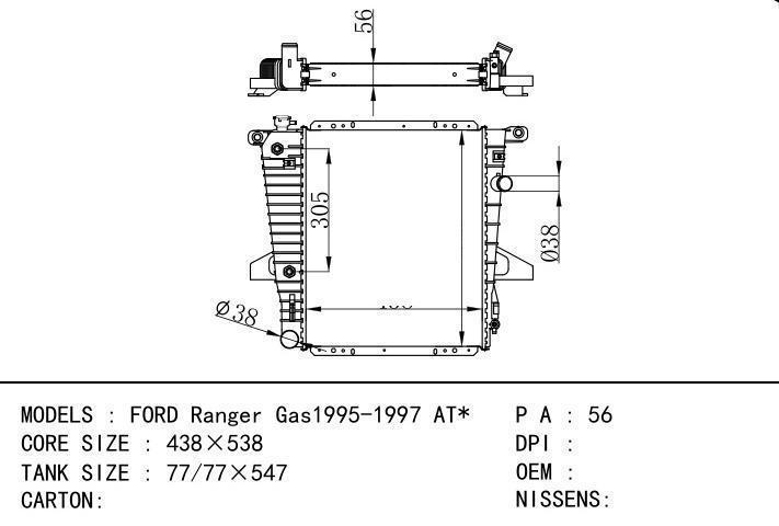  car radiator for  FORD Ranger Gas1995-1997 AT