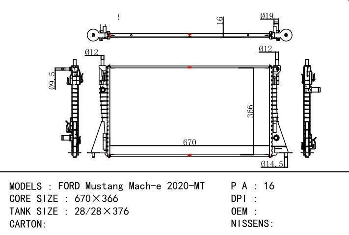  car radiator for  FORD Mustang Mach-e 2020-MT