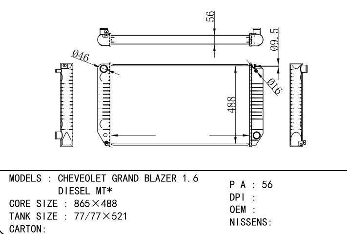  car radiator for  CHEVEOLET GRAND BLAZER 1.6 DIESEL MT
