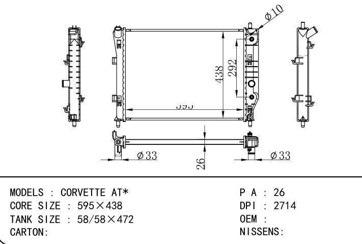  car radiator for  CORVETTE AT