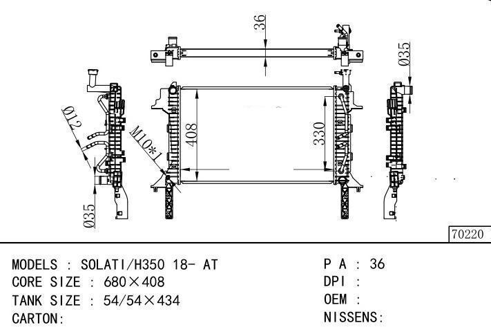 car radiator for SOLATI/H350 18- AT