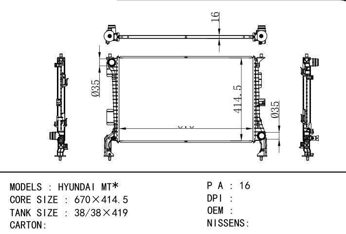 car radiator for HYUNDAI MT