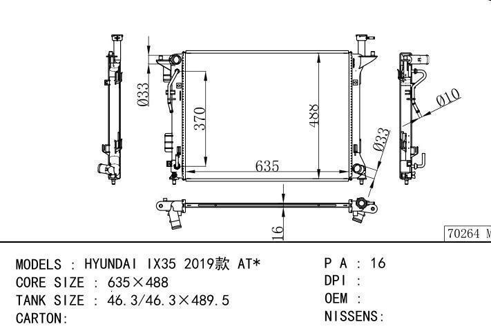  car radiator for  HYUNDAI IX35 2019 AT
