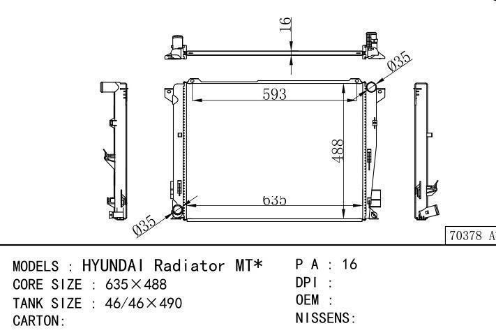car radiator for HYUNDAI Radiator MT