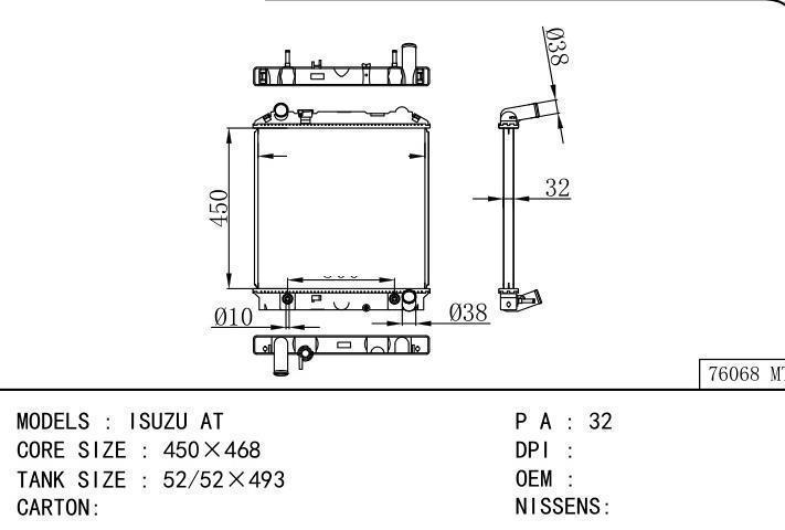  car radiator for  ISUZU AT