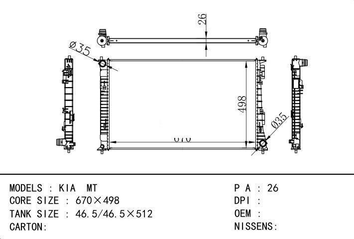  car radiator for  KIA MT