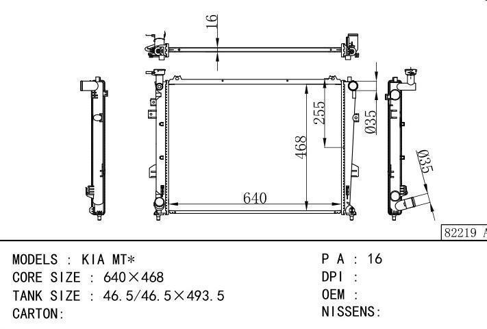  car radiator for  KIA MT