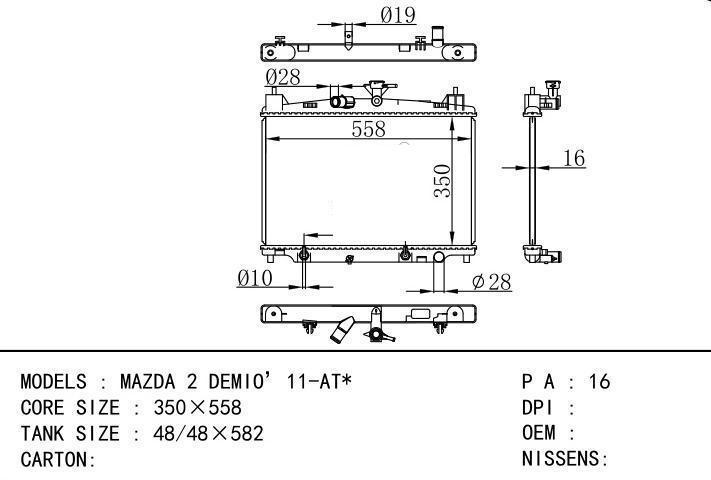 car radiator for MAZDA 2 DEMIO’11-AT