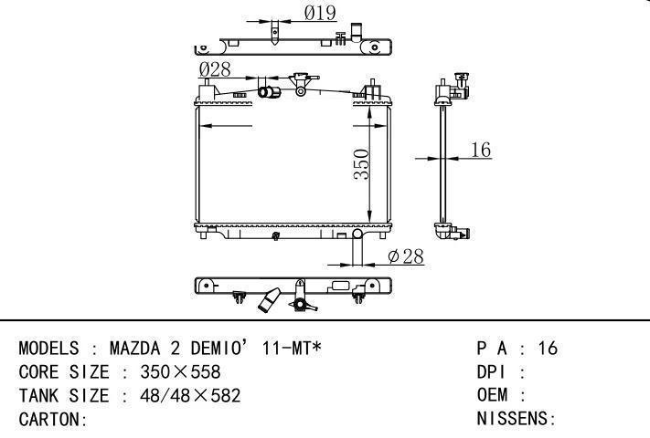 car radiator for MAZDA 2 DEMIO’11-MT