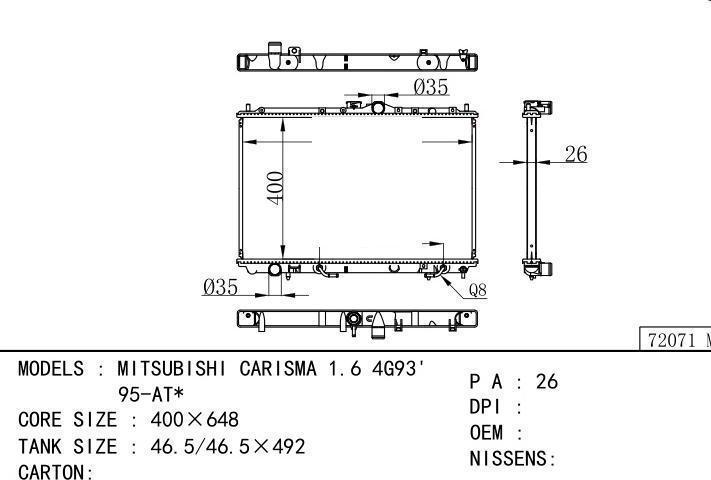 car radiator for MITSUBISHI CARISMA 1.6 4G93' 95-AT
