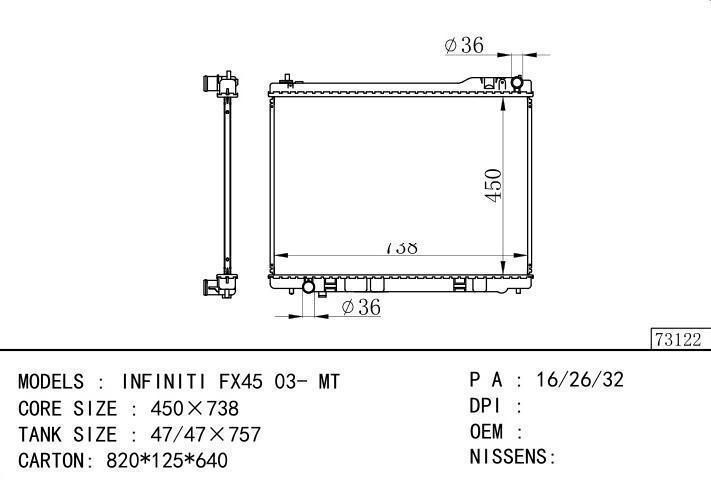 car radiator for INFINITI FX45 03- MT