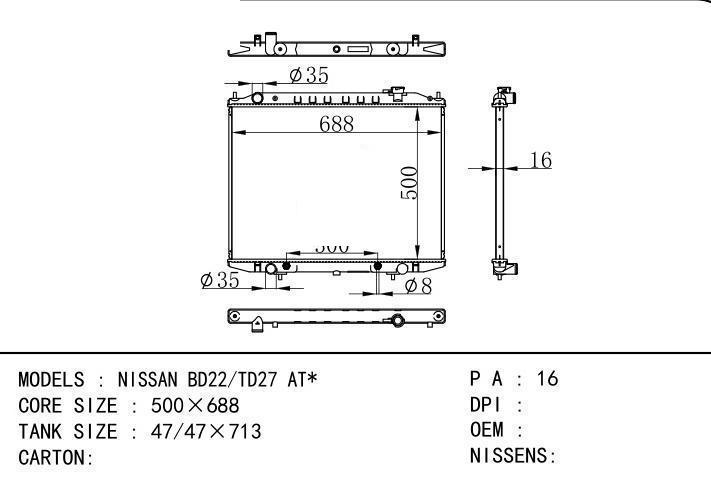 car radiator for NISSAN BD22/TD27 AT