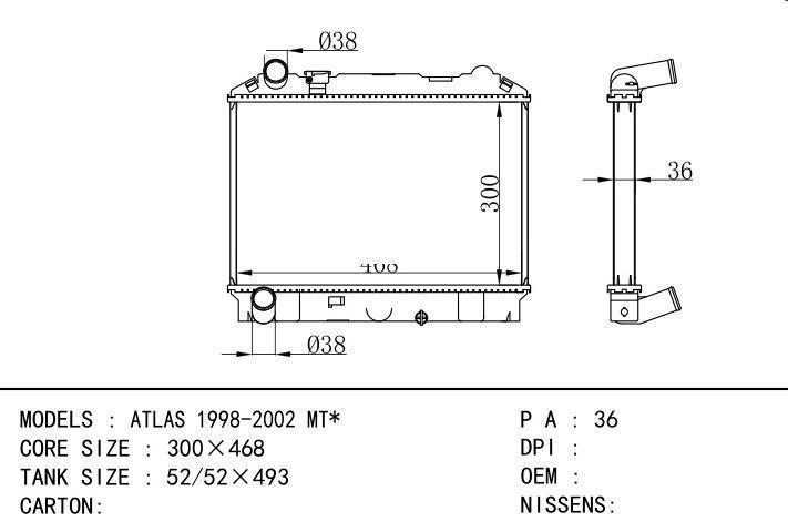 car radiator for ATLAS 1998-2002 MT