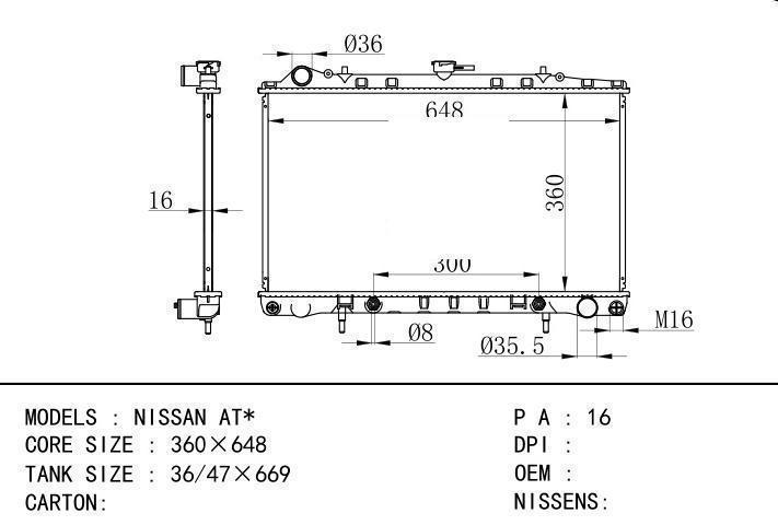  car radiator for  NISSAN AT