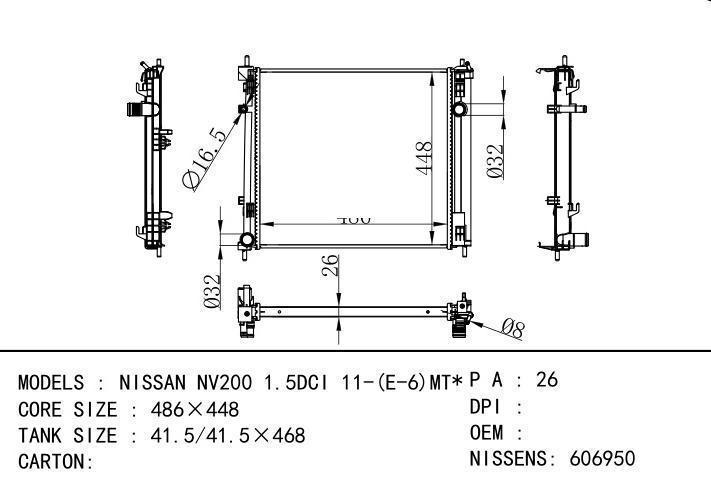 car radiator for NISSAN NV200 1.5DCI 11-(E-6)MT