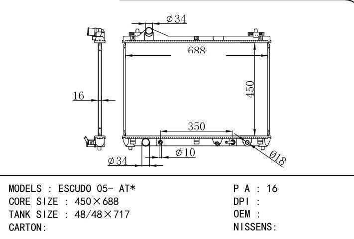  car radiator for  SUZUKI ESCUDO 05- AT
