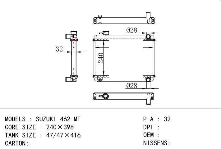  car radiator for  SUZUKI 462 MT